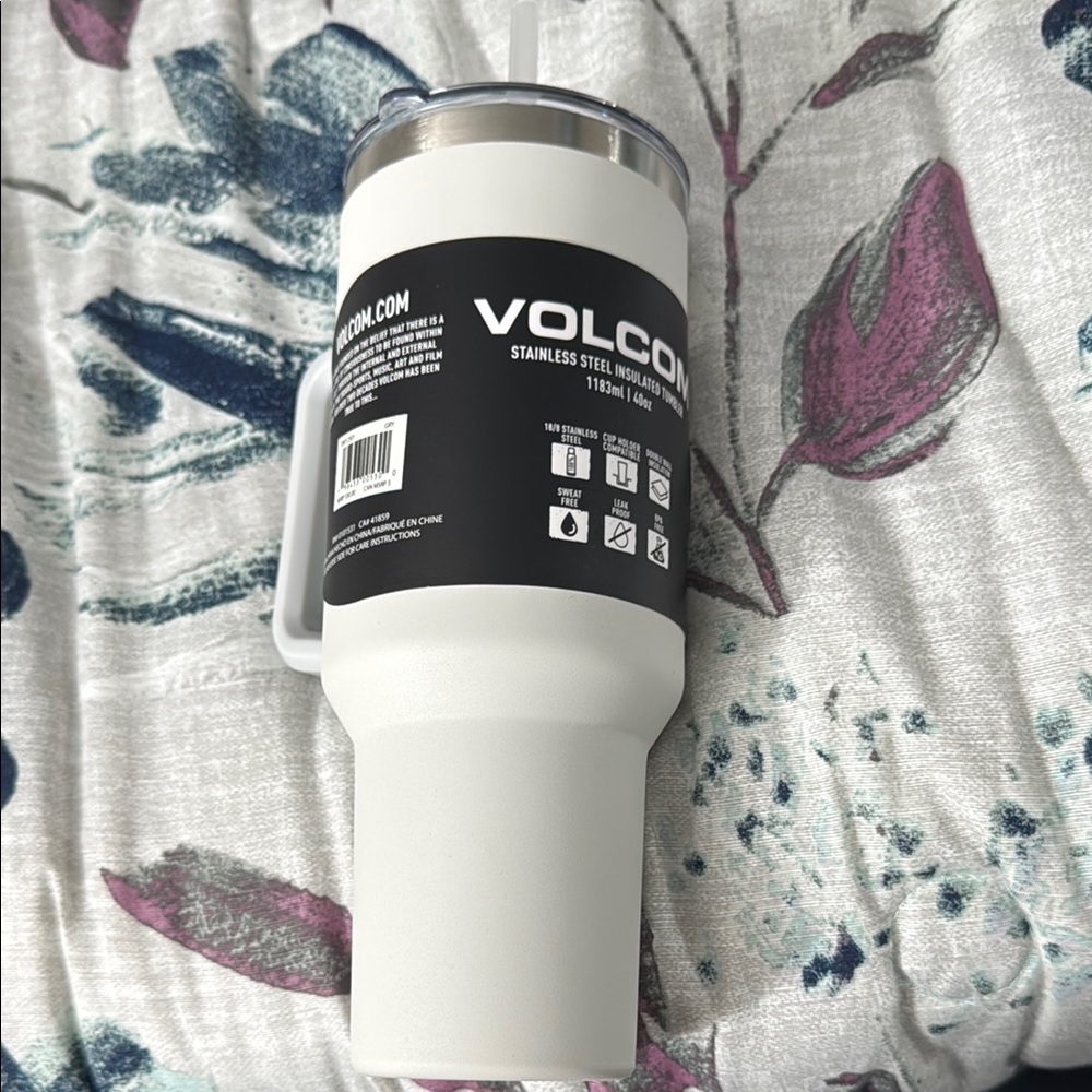 Volcom White and Black Stainless Steel Tumbler